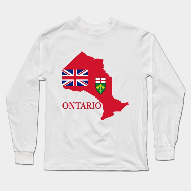 Ontario Map Flag, ON, Canada. Long Sleeve T-Shirt by maro_00